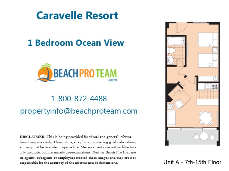 Caravelle Resort Floor Plan A - 1 Bedroom Ocean View
